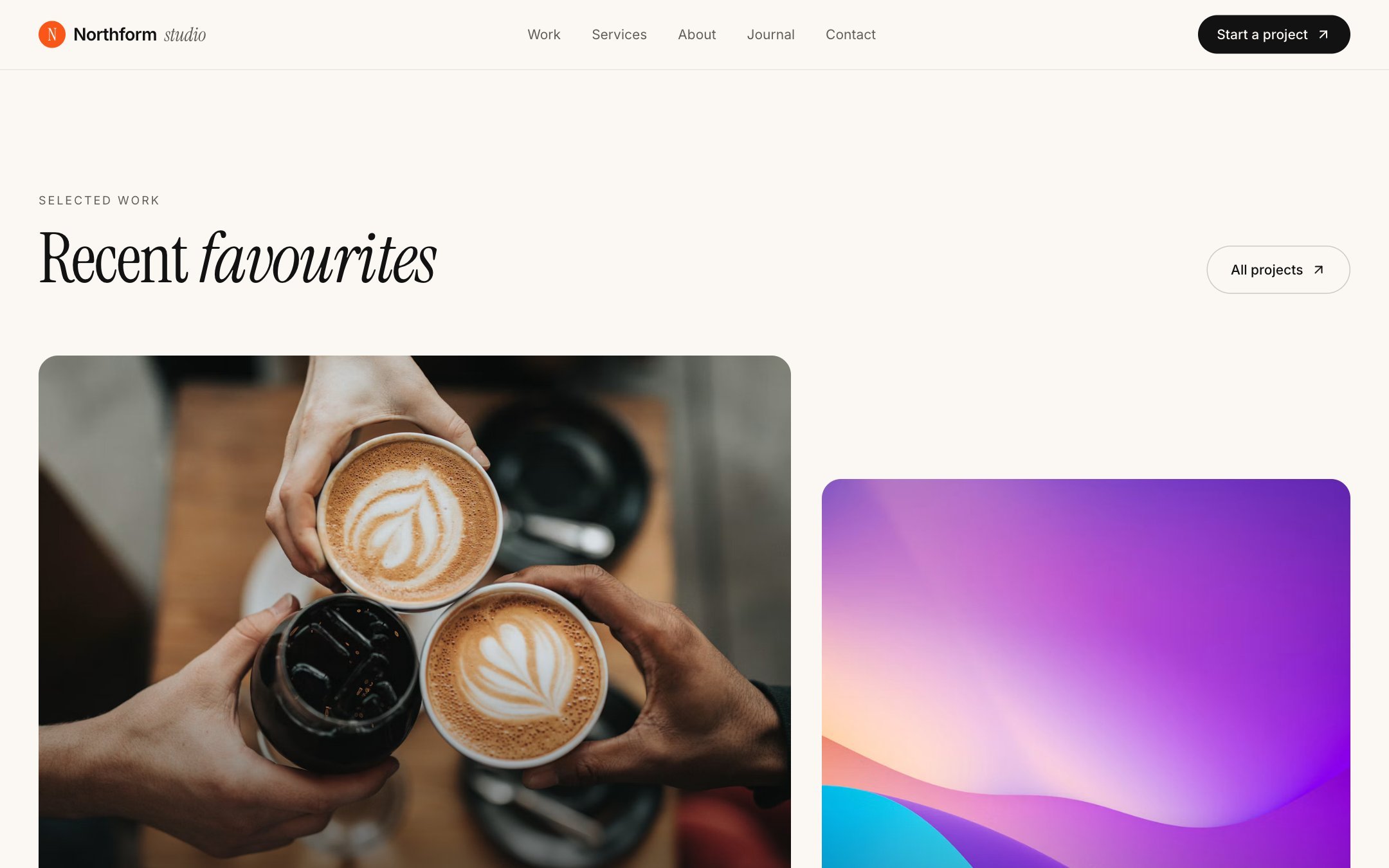 Northform Studio: selected work with project cards