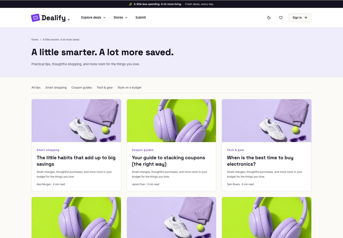 Dealify: Saving tips blog