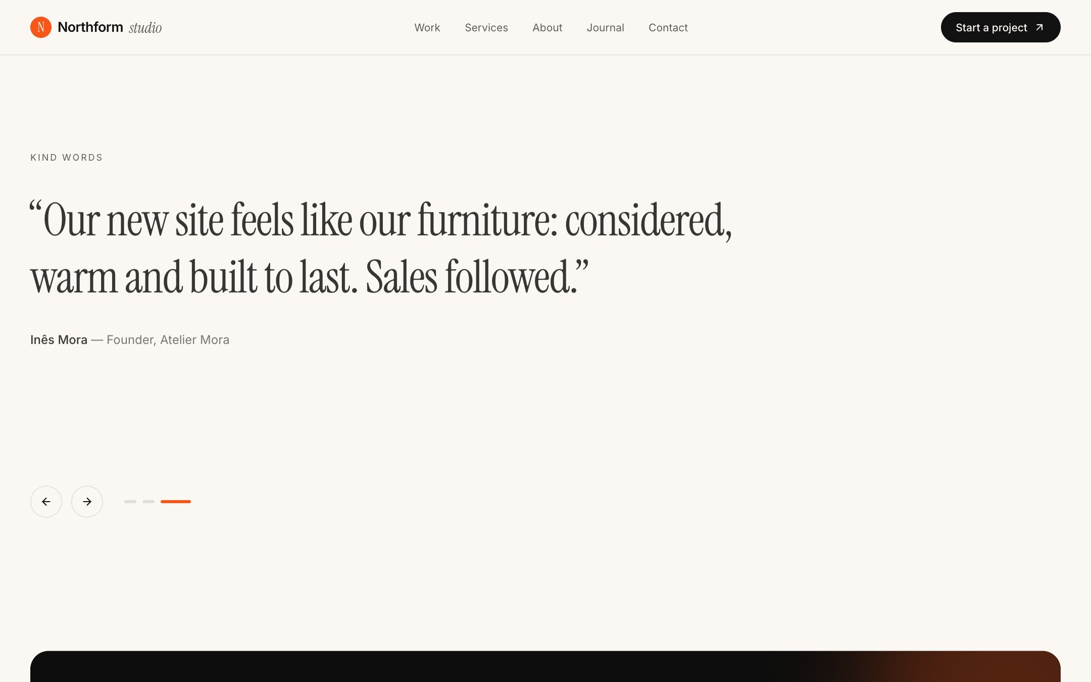 Northform Studio: testimonial slider with autoplay