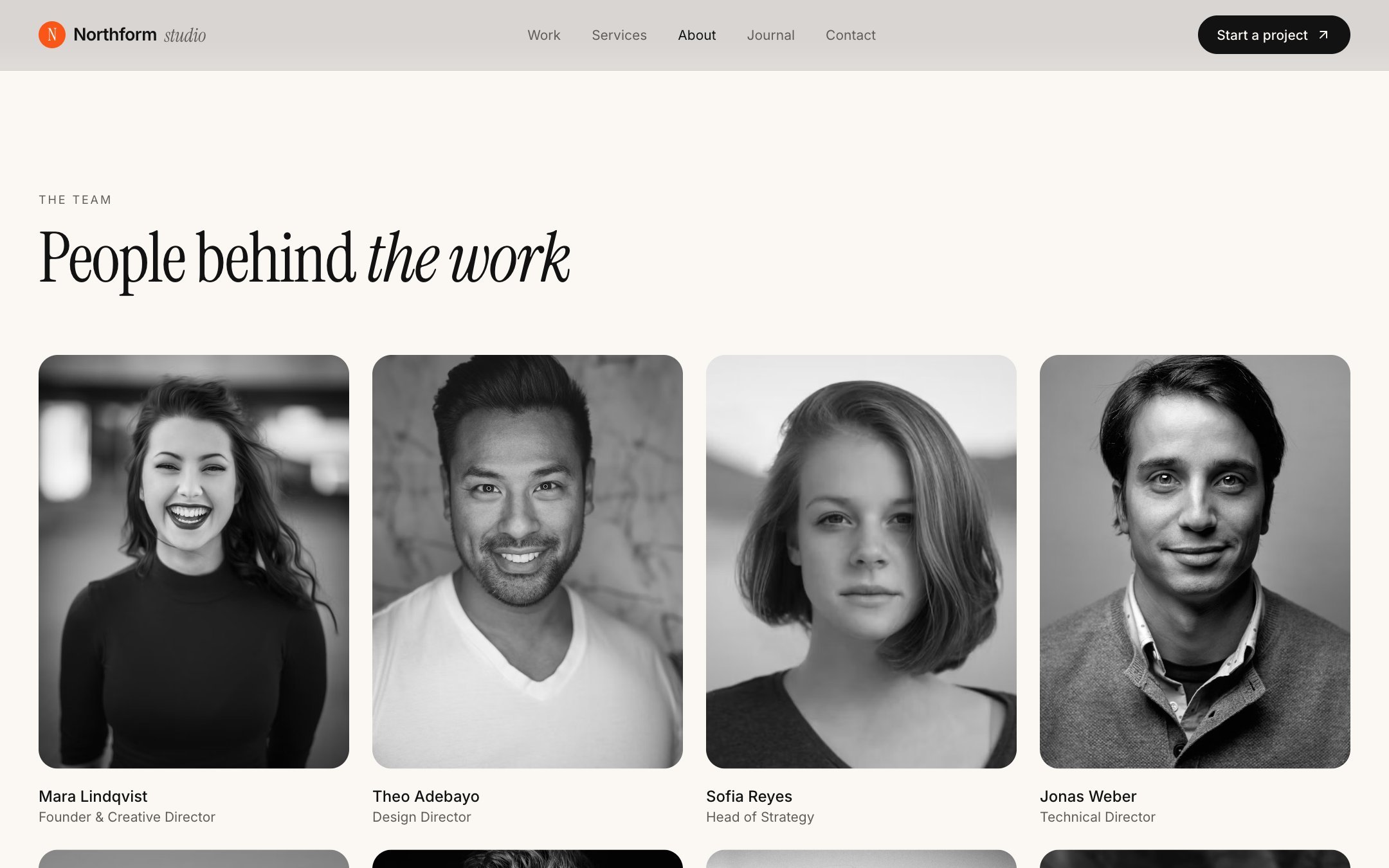 Northform Studio: about page with the team