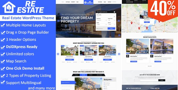 ReEstate Real Estate with MLS IDS Listing WordPress Theme